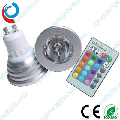 China GU10 3W Remote Control 16 - Color RGB LED Spotlight Bulbs for Entertainment Lighting for sale