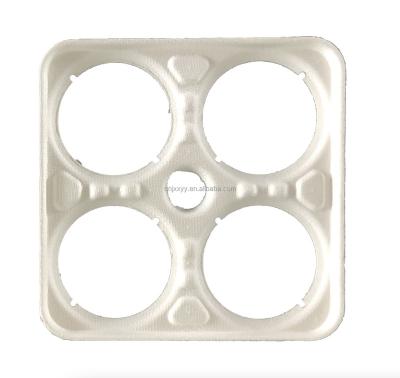 China Eco Eco Friendly 4 Pack Ring Beer Can Biodegradable Holder Molded Paper Pulp Packaging Solution Craft Beer for sale