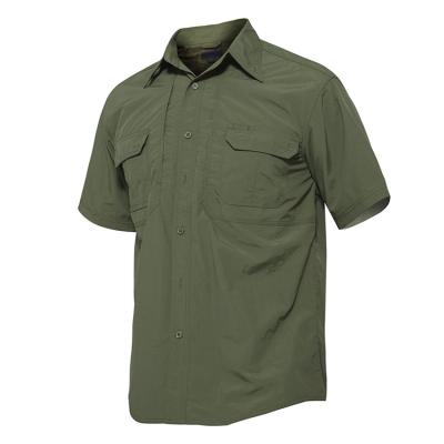 China OEM Custom Two Pockets Outdoor Short Sleeve Anti-pilling Fishing Quick Dry Performance Shirt, Tactical Combat Shirt Male for sale