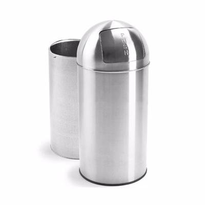 China Metal Kitchen Push Lid Trash Can 35L 50L Outdoor Stocked Waste Bin Trash Can With Inner Basket for sale