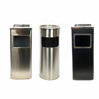 China Rolling Type Rectangle Ashtray Stainless Steel Ashtray Trash Can Waste Cigarette Stand Cover Trash Can for sale