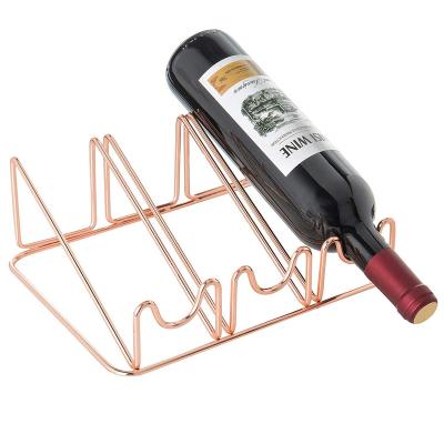 China Rose Gold Wine Rack Wrought Iron Worktop Easy Stand Wine Rack Antique Move Wine Rack for sale