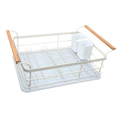 China Kitchenroom Kitchen Storage Sink Dish Rack Drying Rack Cupboard Drain Basket with Wood for sale