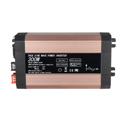 China Manufacturer Wholesale 300w true sine wave dc to ac inverter power supply 12vdc 24v input 110v 220v output 22cm*11cm*6.88cm for sale