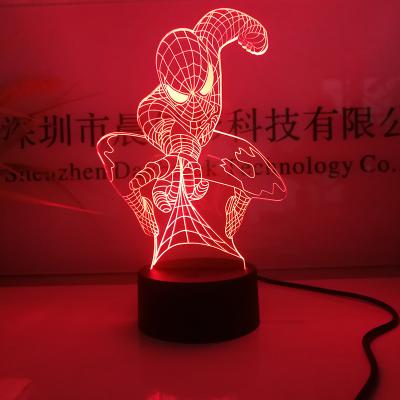 China Touch Superhero Led Gifts USB Touch Black Base 3d Led Lamp Video Spider Man for sale