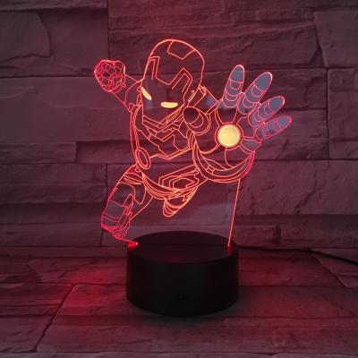 China Custom Touch Marvel Hero USB Touch Black Base 3d Led Video Lamp Iron Man for sale