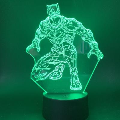 China Touch Kids Gifts Marvel Hero USB Touch Black 3d Base Led Lamp Visual Black Panther for sale