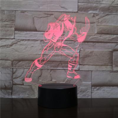 China Creative Touch Kids Gifs Marvel Hero USB Touch Black 3d Base Led Lamp Video Wolverine for sale