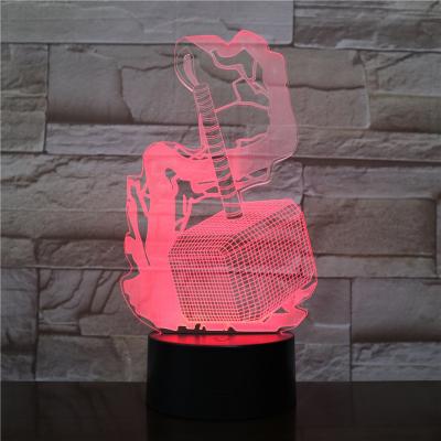 China Touch Friends Gifs Marvel Hero USB Touch Black Acrylic 3d Base Led Illusion Lamp Thor for sale