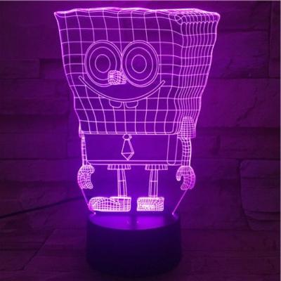 China Touch Anime SpongeBob SquarePants USB Night Light 3d Illusion Acrylic Lamp For Kids for sale