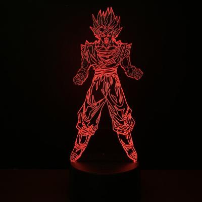 China Touch Anime goku usb table night light 3d illusion acrylic lamp for kids for sale