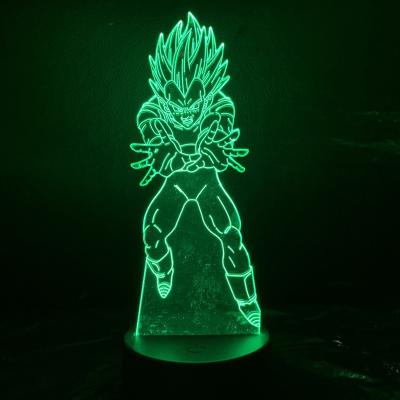 China Touch Anime Dragon Ball Vegeta Acrylic usb table night light 3d illusion lamp for kids for sale