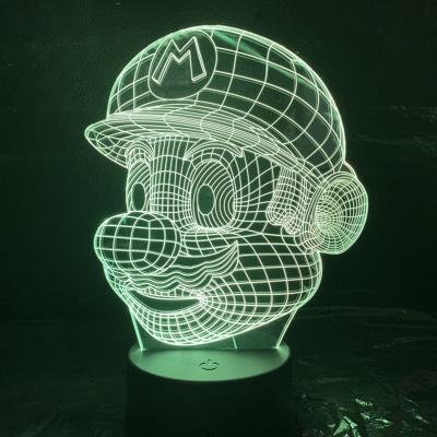 China Super Touch Cardboard Game Mario Bros Acrylic USB Table Night Light 3d Illusion Lamp for sale