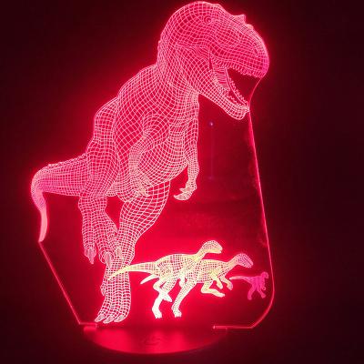 China Touch Dinosaur Animal Tyrannosaurus USB Table Night Light 3d Acrylic Illusion Lamp for sale