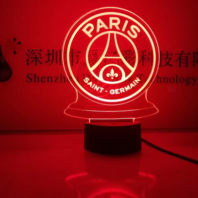 China Custom Gifts Acrylic Touch Base PARIS St Germain 3d Eco - Friendly Led Illusion Lamp Brand Logo for sale