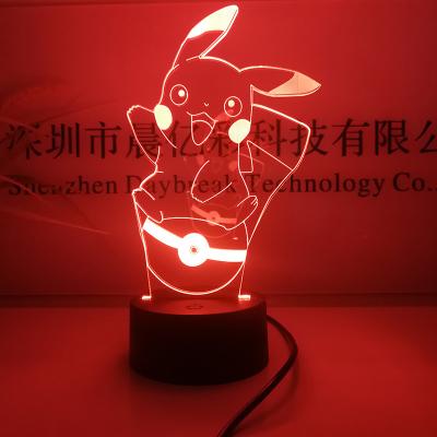 China Kids Birthday Gifts USB Touch Base Pikachu 3d Illusion Lamp Acrylic Acrylic Touch Anime for sale