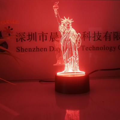 China Eco-friendly Statue Of Liberty 3d Desk Lamp Illusion Night Light For Kids Bedroom for sale