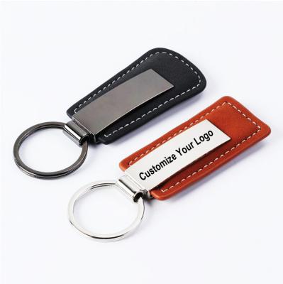 China Wholesale Custom Brand Leather Key Chain Manufacturer Logo Name Promotional Souvenir Car Key Ring PU Leather Key Chain for sale