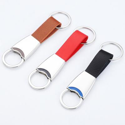 China Wholesale Personalized Sublimation One Way Logo Key Chain Leather Keychain Custom Blank Souvenir Fashion for sale