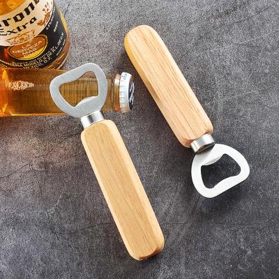 China Sustainable Bottle Opener Hot Sales Baseball Football Beach Bar Party Talking Wooden Beer Bottle Opener for sale