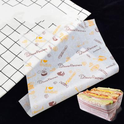 China Kitchen Piece Printed Food Grade Waterproof Paper Hamburger Sandwich Wrapping Paper High Quality Wax Paper For Food for sale