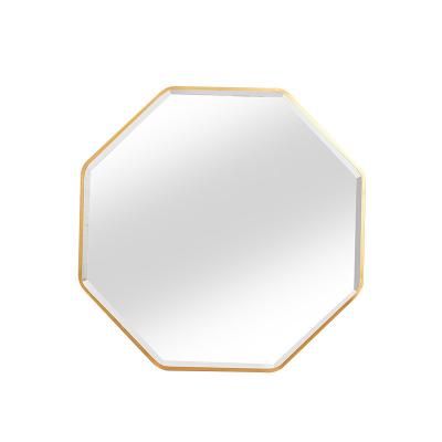 China Wholesale Custom European Bathroom Nordic Luxury Octagonal Frame Aluminum Alloy Gold Wall Hanging Decorative Mirror for sale