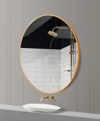 China European Black Gold Swept Round Large Aluminum Alloy Metal Big Frame Circle Mounted Bathroom Decor Wall Hanging Mirror Espejos Spiegel for sale