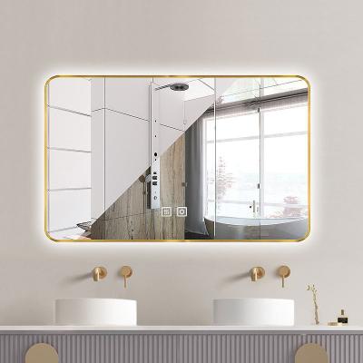 China Rectangle Square Touch Switch HD Bright Smart Wall Hanging LED Customized Decorative Morden Aluminum Alloy View Bathroom Mirror for sale