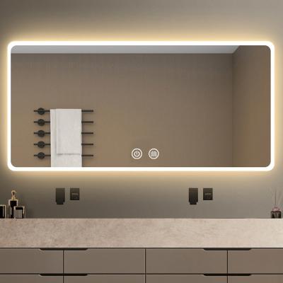 China Smart Bright LED Defogger Digital Read Pendulum Lighted Touch Control Mirror for Bathroom Washingroom Vanity Makeup for sale