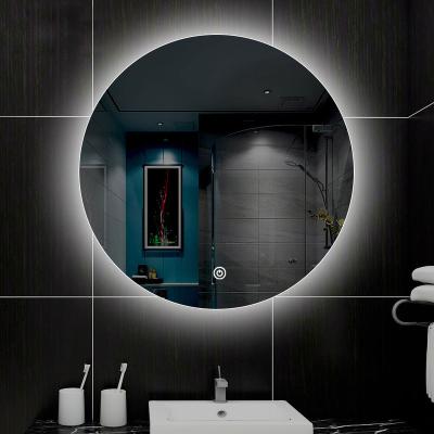 China Bright Diameter 60cm Single LED Strip Round HD Anti-fog Wall Hanging Customized Decorative Mirror For Bathroom With 1 Touch Button for sale