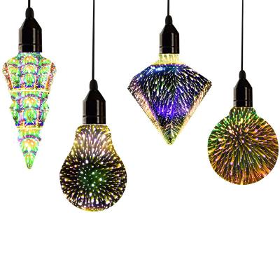 China Round Bulb Fillux LED 3D Fireworks Effect Glass Led Decoration Lighting Heart Star Heart Holiday Festival Party Bulb Overall Strip Light for sale