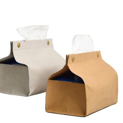 China Sustainable Environmentally Friendly Household Napkin Washable Kraft Paper Square Tissue Box for sale