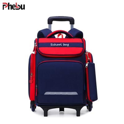 China Waterproof Detachable Stair Climbing Wheeled Trolley School Bag Backpack Sets For Kids for sale