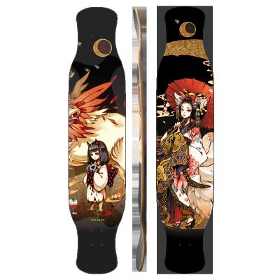 China New limited edition adult bamboo fiberglass seated panel dance longboard flexiblely long deck for youth for sale