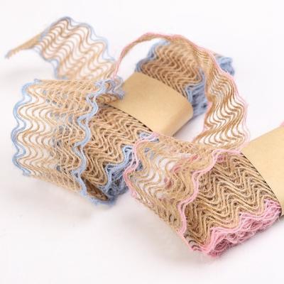 China Recyled Hollow Burlap Ribbon Natural Burlap Ribbon Jute Ribbon For Packing for sale