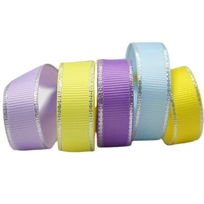 China Wholesale Silver Edged Recyled Grosgrain Ribbon Wrapping Ribbon for sale