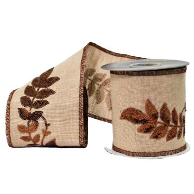 China Natural Recyled Burlap Jute Ribbon For Decoration for sale