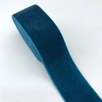 China Recyled Solid Color Nylon Velvet Material Woven Edged Ribbon For Decoration for sale