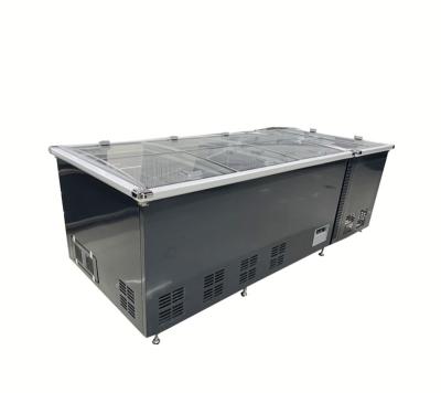 China Single-temperature Chest Freezer Commercial Deep Horizontal Glass Top Freezer Island Sliding Combo Freezer for sale