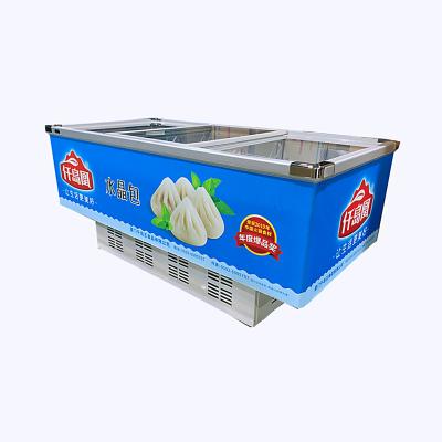 China Single-temperature supermarket open top commerical display showcase refrigerated island freezer for sale