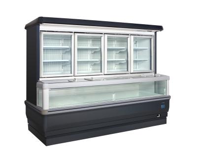 China Single-temperature fridge for supermarket vertical door combination remote glass freezer display showcase for sale