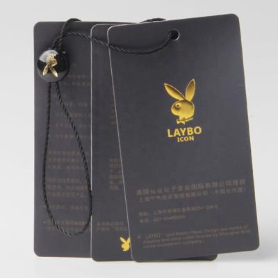 China Sustainable Custom Printed Design Black Luxury Garment Apparel Hangtag for sale