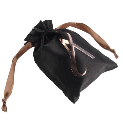 China Recyclable Custom Small Drawstring Satin Fabric Cosmetic Pouch Bag for sale