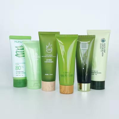 China PET Bamboo Tube Packaging 60ml - 300ml Plastic Tube Cosmetic Packaging Dark Green for sale