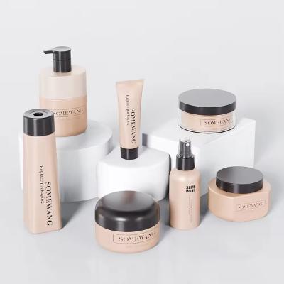 China Plastic Cosmetic Bottles And Jars Round / Square / Oval Cosmetic Container Set for sale