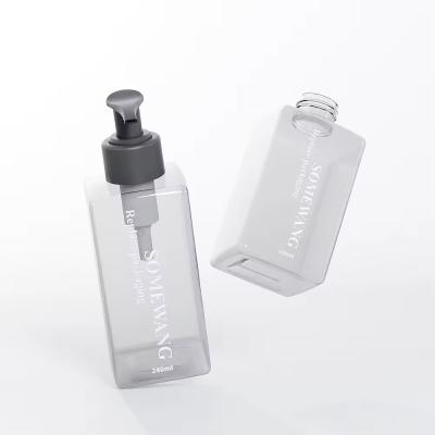 China Transparent PET Pump Bottle Square Empty Shampoo Containers Luxury for sale