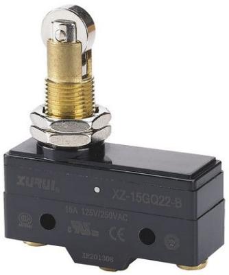 China Small contact space XURUI 250V 15A spdt panel mount roller plunger type electronic microswitch (XZ-15GQ22-B) for sale