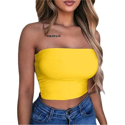 China 2021 Summer Breathable Bottoming Sexy Woman Women Crop Top Slim Colorful Print Women Sleeveless Tube Top Top for sale