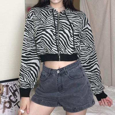 China Wholesale Anti-Wrinkle Women Hooded Black And White Striped Fashion Womens Casual Tops Jacket for sale