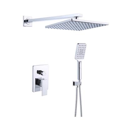 China Without Slide Bar OED/ODM WR Wall Mount Rainfall Shower Faucet Set Chrome Bathroom Waterfall System Bathroom Shower Faucet Concealed Shower Set for sale